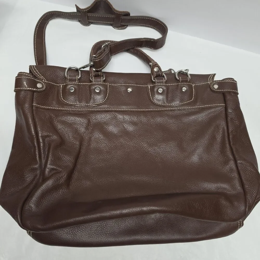 Custom Made Genuine Brown Leather Laptop Messenger Bag Handcrafted